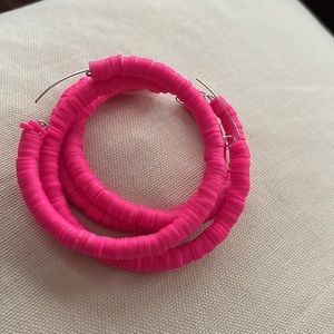 Hand Made Hot Pink Earring Hoops, perfect for summer flexible and lighter weight